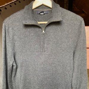 Banana Republic Silk Cashmere Gray Sweater, Quarter Zip, Small